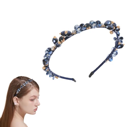 Haarreif Dirndl, Blau Glitzer Strass Haarschmuck Oktoberfest Damen, Geflochtener Trachten Haarreif Oktoberfest Damen für Hochzeit Geburtstag Party Alltagskleidung (Hellblau, breit) von Chanumetal