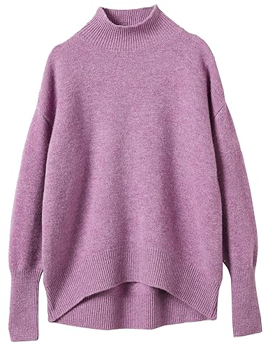 Chanyarn Damen 100% Merinowolle Pullover 2025 Herbst Winter Stehkragen Warm Weich Langärmelig Lockerer Strickpullover (Violett,S) von Chanyarn