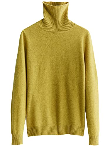Chanyarn Damen 100% Merinowolle Pullover Herbst Winter Warmer weicher Strickpullover Langarm Rollkragenpullover (Hellgelb,XL) von Chanyarn