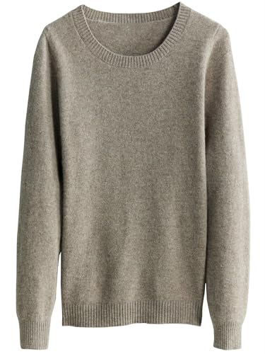 Chanyarn Damen 100% Merinowolle Pullover Rundhals 2025 Herbst Winter Warmer Weicher Leichter Langarm Strickpullover (Kamel,L) von Chanyarn