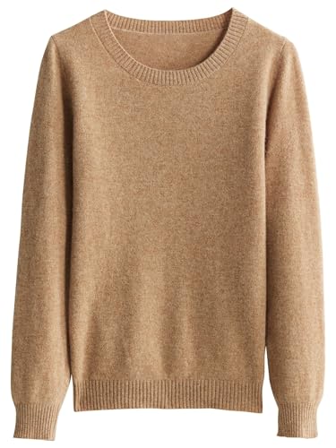 Chanyarn Damen 100% Merinowolle Pullover Rundhals 2025 Herbst Winter Warmer Weicher Leichter Langarm Strickpullover (Khaki, M) von Chanyarn