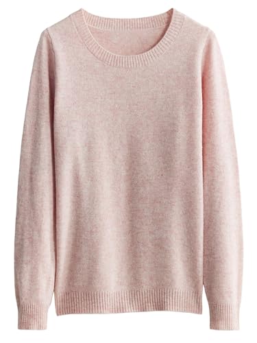 Chanyarn Damen 100% Merinowolle Pullover Rundhals 2025 Herbst Winter Warmer Weicher Leichter Langarm Strickpullover (Rosa,S) von Chanyarn