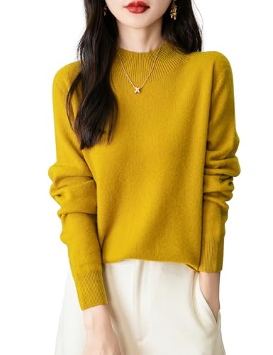 Chanyarn 100% Merinowolle Pullover Damen Winter Stehkragen First-Line Ready to Wear Langarm nahtlosem Strickpullover (Ahornblatt,L) von Chanyarn