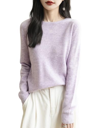 Chanyarn Damen Elegantpullover 100% Merinowolle Rollkragen Kaschmir 2024 First-Line Ready to Wear Langarm nahtlosem Strick Herbst Winterpullover (Hellviolett,L) von Chanyarn