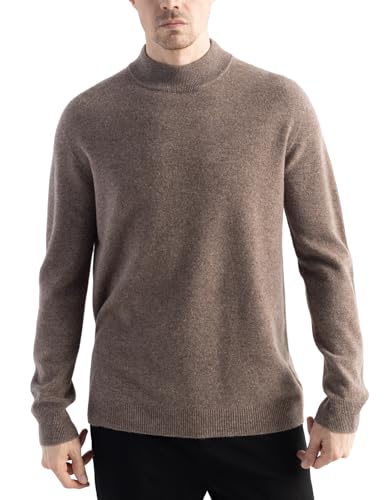 Chanyarn Herren 100% Merinowolle Pullover First-Line Tragefertig Rollkragen Lange Ärmel Nahtloser Strickpullover (Braun,S) von Chanyarn