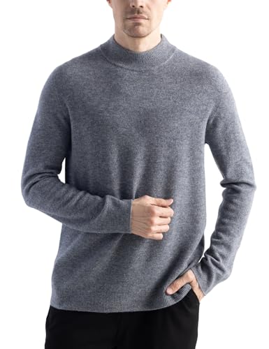 Chanyarn Herren 100% Merinowolle Pullover First-Line Tragefertig Rollkragen Lange Ärmel Nahtloser Strickpullover (Grau,XL) von Chanyarn
