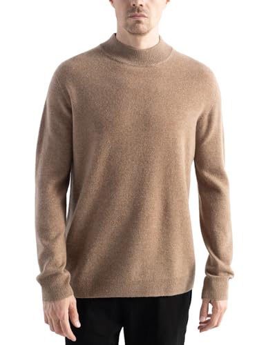 Chanyarn Herren 100% Merinowolle Pullover First-Line Tragefertig Rollkragen Lange Ärmel Nahtloser Strickpullover (Tan,XL) von Chanyarn