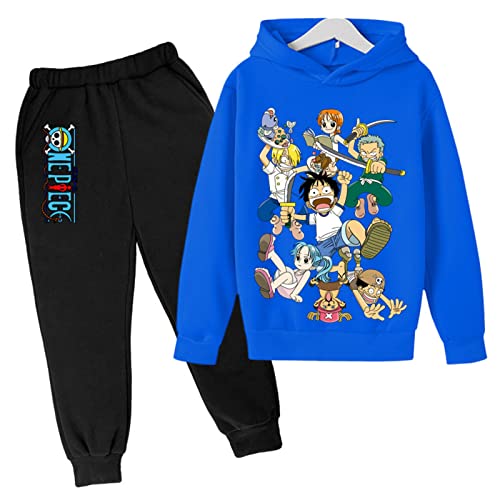 2022 Anime One Piece Jungen Trainingsanzug Cartoon Luffy Casual Kapuzenpullover Sets Kinder Hoodies und Jogging Hosen 4-14T von Chaorwe