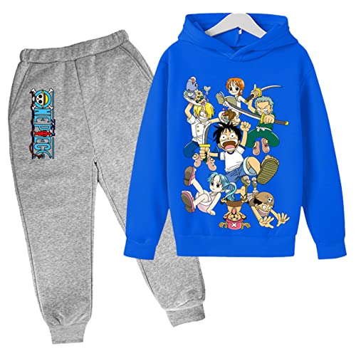 2022 Anime One Piece Jungen Trainingsanzug Cartoon Luffy Casual Kapuzenpullover Sets Kinder Hoodies und Jogging Hosen 4-14T von Chaorwe