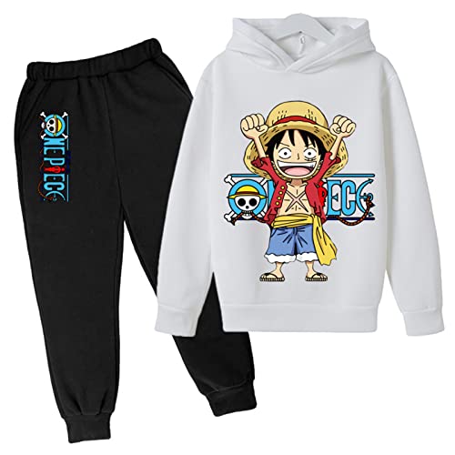 2022 Anime One Piece Jungen Trainingsanzug Cartoon Luffy Casual Kapuzenpullover Sets Kinder Hoodies und Jogging Hosen 4-14T von Chaorwe