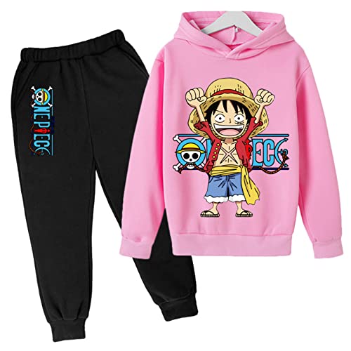 2022 Anime One Piece Jungen Trainingsanzug Cartoon Luffy Casual Kapuzenpullover Sets Kinder Hoodies und Jogging Hosen 4-14T von Chaorwe