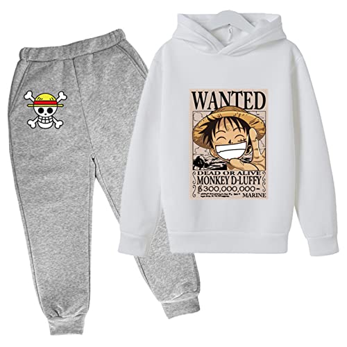 2022 One Piece Drucken Kinder Trainingsanzüge Set Cartoon Luffy mit Kapuze Top und Bottom Casual Kapuzenpullover und Joggers Hose für Jungen Mädchen von Chaorwe