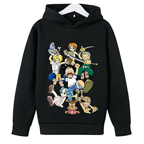 Anime Luffy Kapuzenpullover One Piece Hoodie Sweatshirt Lustige Lose Roronoa Zoro Kinder Pullover Jungen Mädchen Mantel Tops von Chaorwe