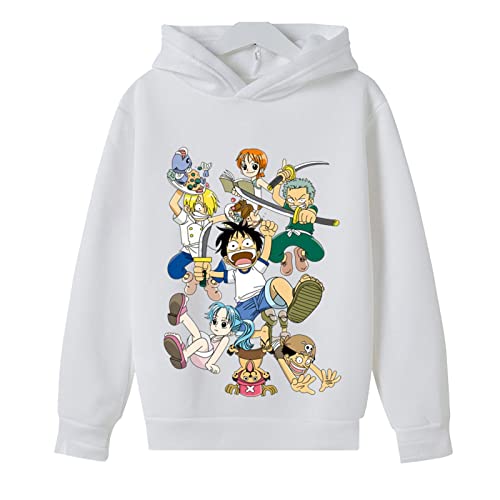 Anime Luffy Kapuzenpullover One Piece Hoodie Sweatshirt Lustige Lose Roronoa Zoro Kinder Pullover Jungen Mädchen Mantel Tops von Chaorwe