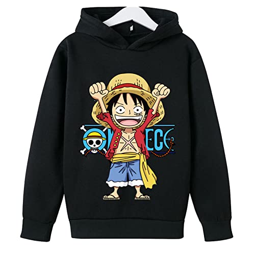 Anime Luffy Kapuzenpullover One Piece Hoodie Sweatshirt Lustige Lose Roronoa Zoro Kinder Pullover Jungen Mädchen Mantel Tops von Chaorwe