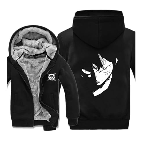 Anime One Piece Luffy Hoodies Sweatshirt Männer Casual Warme Jacke Mantel Winter Kapuzenpullover von Chaorwe