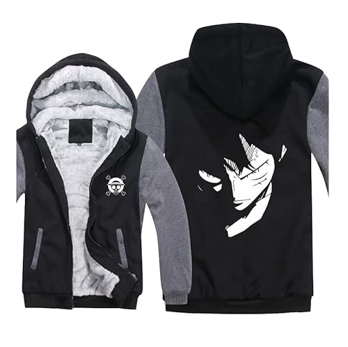 Anime One Piece Luffy Hoodies Sweatshirt Männer Casual Warme Jacke Mantel Winter Kapuzenpullover von Chaorwe