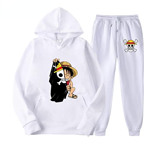 Anime One Piece Monkey D. Luffy Kapuzenpullover Herren Sweatshirt Herbst Winter Tops + Hosen 2pcs Set Trainingsanzug Sportswear Anzug von Chaorwe