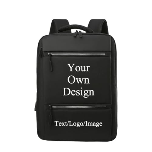 Benutzerdefinierter Rucksack, Personalisierbar mit Ihrem Eigenen Design Logo/Text Jungen Mädchen Teenager Schultasche Herren Geschäftsreise Laptoptasche Druck DIY Foto Name Black,42 * 31 * 11cm von Chaorwe