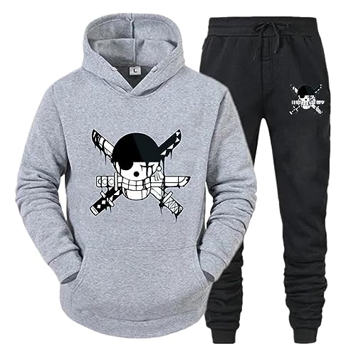 Chaorwe Frauen Männer Trainingsanzug Anime One Piece Gedruckt Hoodies Sport Tops und Jogginghose Mode Sweatshirt Jogging Set 3,M von Chaorwe