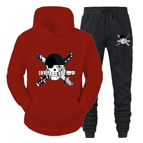 Chaorwe Frauen Männer Trainingsanzug Anime One Piece Gedruckt Hoodies Sport Tops und Jogginghose Mode Sweatshirt Jogging Set 5,XL von Chaorwe