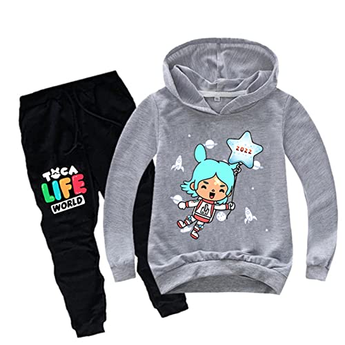 Chaorwe Sommer Kinder Hoodie Cartoon Sportbekleidung Set Langarm Pullover Jungen Mädchen Sweatshirt Anzug 2022 Sky blue,130 von Chaorwe