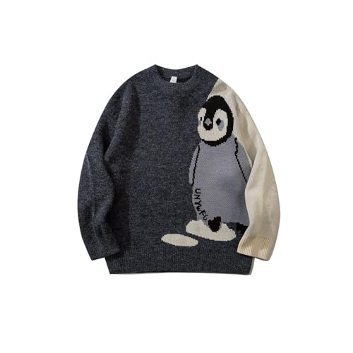 Harajuku Gestrickte Pullover Männer Cartoon Pinguin Druck Pullover Japanischen Casual Stil Übergroßen Jumper Frauen Frühling Herbst Streetwear color3,M von Chaorwe