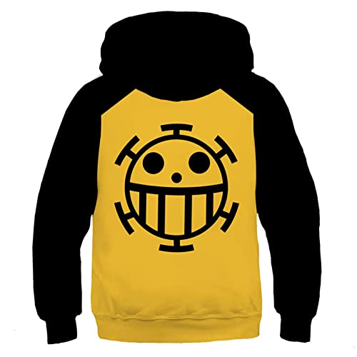 Kinder Kapuzenpullover Anime One Piece Trafalgar Law Cosplay Kostüm Hoodie Sweatshirt Unisex 3D Drucken Pullover Tops von Chaorwe