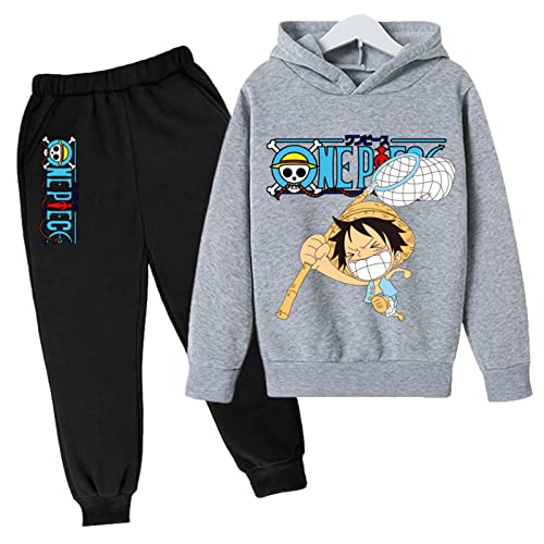 Kinder Pullover One Piece Kapuzenpullover-Sets Anime Roronoa Zoro Sweatshirt Trafalgar Law Harajuku Streetwear Trainingsanzug von Chaorwe