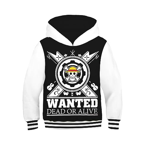 Mode Anime One Piece Luffy Hoodie Kinder Kapuzenpullover 3D Gedruckt Sweatshirt Jungen Cartoon Cosplay Pullover Langarm Tops A3,130 von Chaorwe