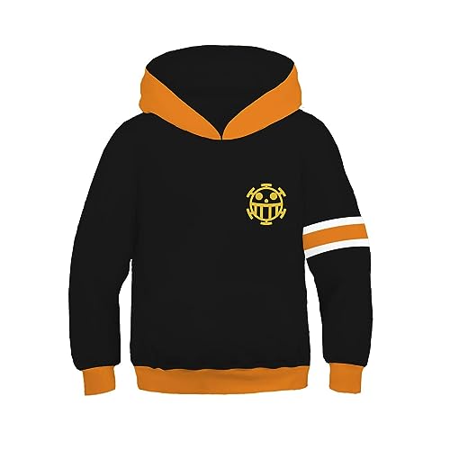 Mode Anime One Piece Luffy Hoodie Kinder Kapuzenpullover 3D Gedruckt Sweatshirt Jungen Cartoon Cosplay Pullover Langarm Tops A5,150 von Chaorwe