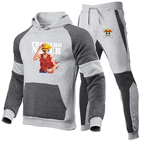 One Piece Luffy Druck Herren Trainingsanzug Mode Hoodies Jogginghose Herbst Kapuzenpullover Sweatshirt Sportswear von Chaorwe