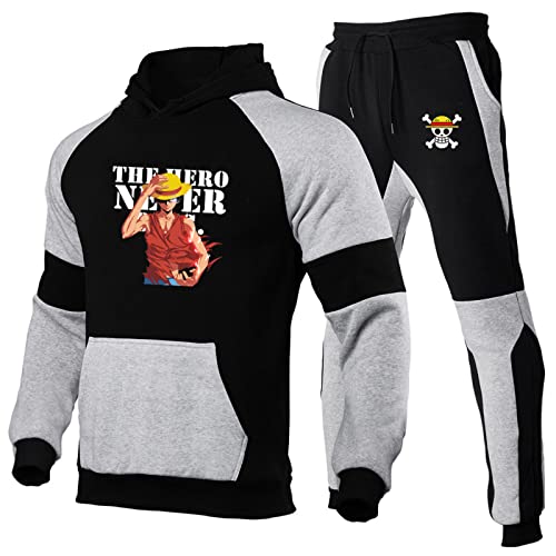 One Piece Luffy Druck Herren Trainingsanzug Mode Hoodies Jogginghose Herbst Kapuzenpullover Sweatshirt Sportswear von Chaorwe