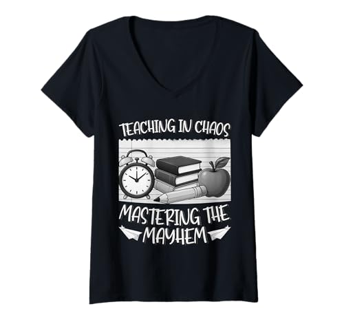 Damen Mastering Classroom Chaos - Lustige Teaching Life Grafik T-Shirt mit V-Ausschnitt Damen Mastering Classroom Chaos - Lustige Teaching Life Grafik T-Shirt mit V-Ausschnitt von Chaos Classroom Educator Humor Co