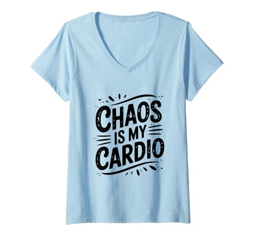 Damen Chaos ist Mein Cardio-Familien-Fitness-Humor T-Shirt mit V-Ausschnitt Damen Chaos ist Mein Cardio-Familien-Fitness-Humor T-Shirt mit V-Ausschnitt von Chaos Is My Cardio Family Fitness Humor