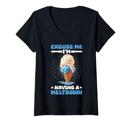 Damen Excuse Me I'm Having A Meltdown Stresserschöpfung - T-Shirt mit V-Ausschnitt von Chaos und Gelassengefühle