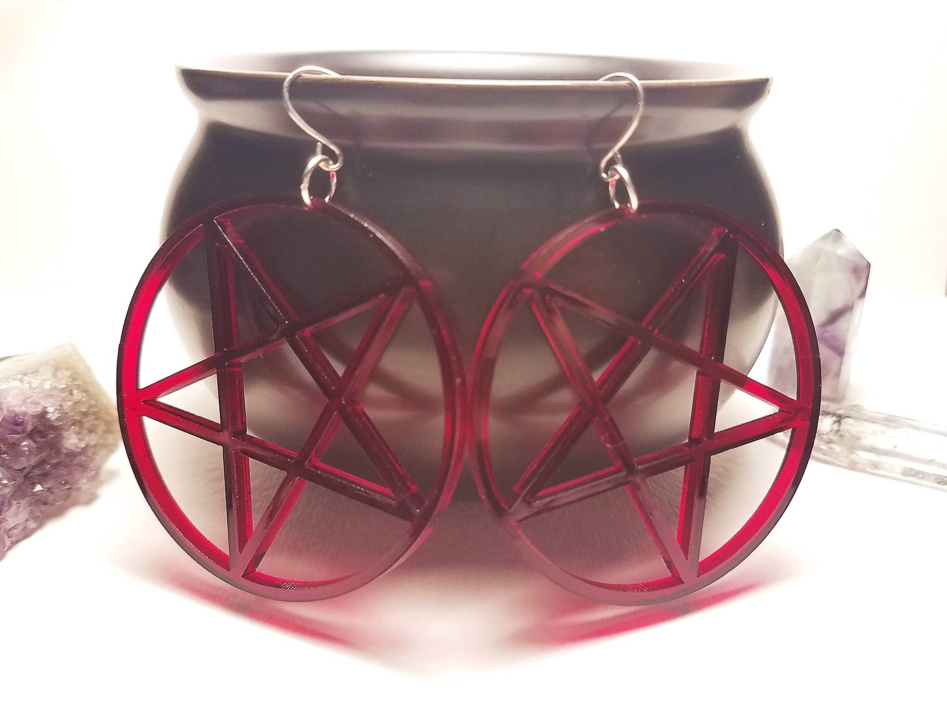 Umgedrehte Pentagramm Ohrringe/Dunkelrot Witchy Okkult Gothic Laser Cut Schmuck Umgedrehte Pentagramm Ohrringe/Dunkelrot Witchy Okkult Gothic Laser Cut Schmuck von ChaosCoven
