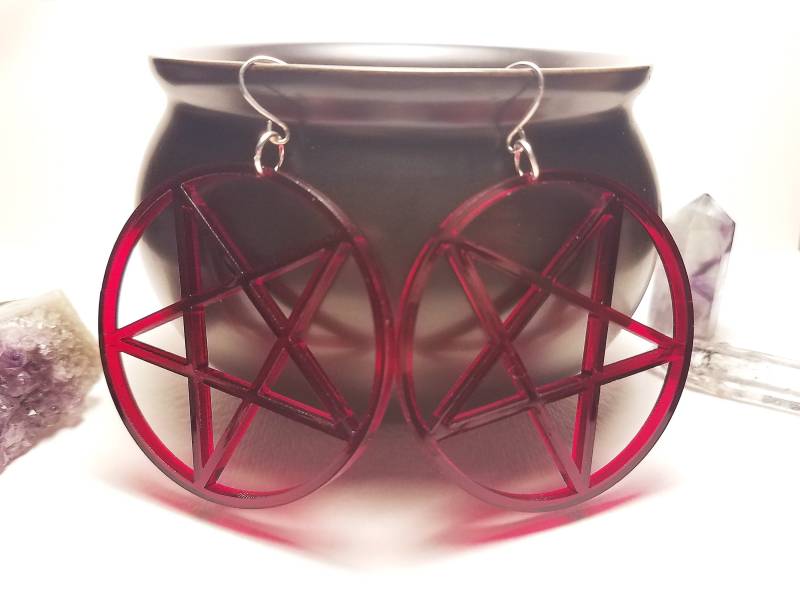 Umgedrehte Pentagramm Ohrringe/Dunkelrot Witchy Okkult Gothic Laser Cut Schmuck Umgedrehte Pentagramm Ohrringe/Dunkelrot Witchy Okkult Gothic Laser Cut Schmuck von ChaosCoven
