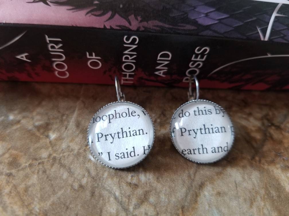 Prythian Anhänger Ohrringe Mit Hof Der Dornen Und Rosen Buchseiten von ChaosTheoryDesigns