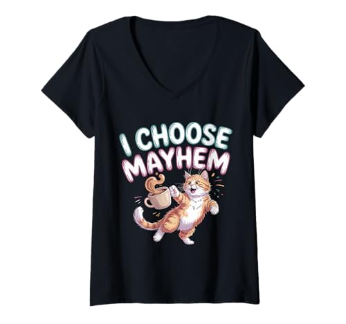Damen I Choose Mayhem Chaotische Energie -Mem -Stimmung - T-Shirt mit V-Ausschnitt von Chaosmeme Energie