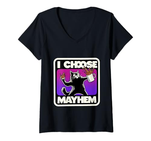 Damen I Choose Mayhem Chaotische Energie -Mem -Stimmung |- T-Shirt mit V-Ausschnitt von Chaosmeme Energie