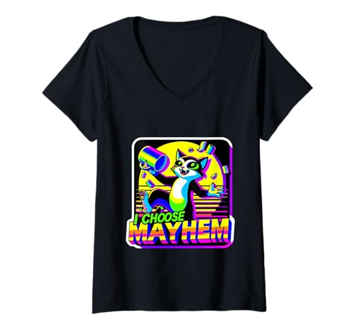 Damen I Choose Mayhem Chaotische Energie -Mem -Stimmung - T-Shirt mit V-Ausschnitt von Chaosmeme Energie