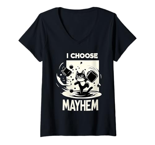Damen I Choose Mayhem Chaotische Energie -Mem -Stimmung - T-Shirt mit V-Ausschnitt von Chaosmeme Energie