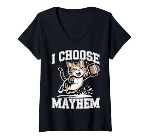 Damen I Choose Mayhem Chaotische Energie -Mem -Stimmung - T-Shirt mit V-Ausschnitt von Chaosmeme Energie