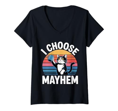 Damen I Choose Mayhem Chaotische Energie -Mem -Stimmung - T-Shirt mit V-Ausschnitt von Chaosmeme Energie