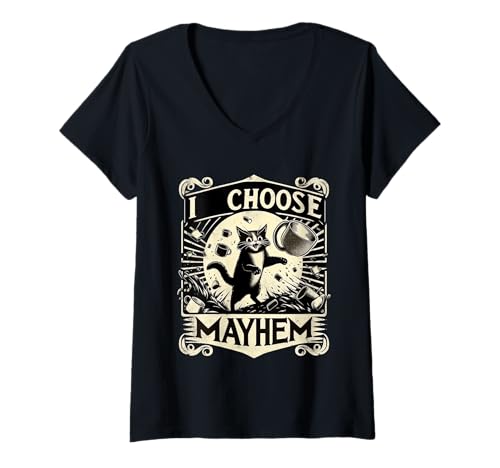 Damen I Choose Mayhem Chaotische Energie -Mem -Stimmung |- T-Shirt mit V-Ausschnitt von Chaosmeme Energie