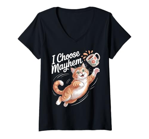 Damen I Choose Mayhem Chaotische Energie -Mem -Stimmung - T-Shirt mit V-Ausschnitt von Chaosmeme Energie