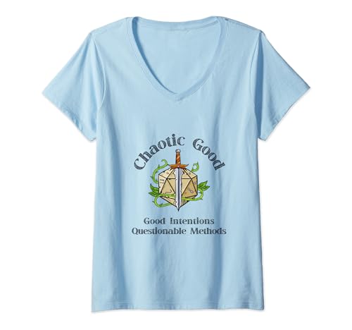 Damen Chaotic Good Intentions Fragwürdige Methoden, lustig D20 T-Shirt mit V-Ausschnitt Damen Chaotic Good Intentions Fragwürdige Methoden, lustig D20 T-Shirt mit V-Ausschnitt von Chaotic Good