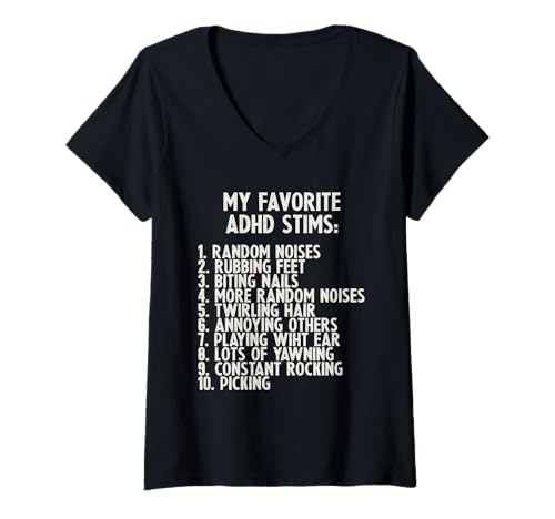 Damen My Favorite ADHS Stims Neurodiversity Funny T-Shirt mit V-Ausschnitt Damen My Favorite ADHS Stims Neurodiversity Funny T-Shirt mit V-Ausschnitt von Chaotic Neurodivergent RTees
