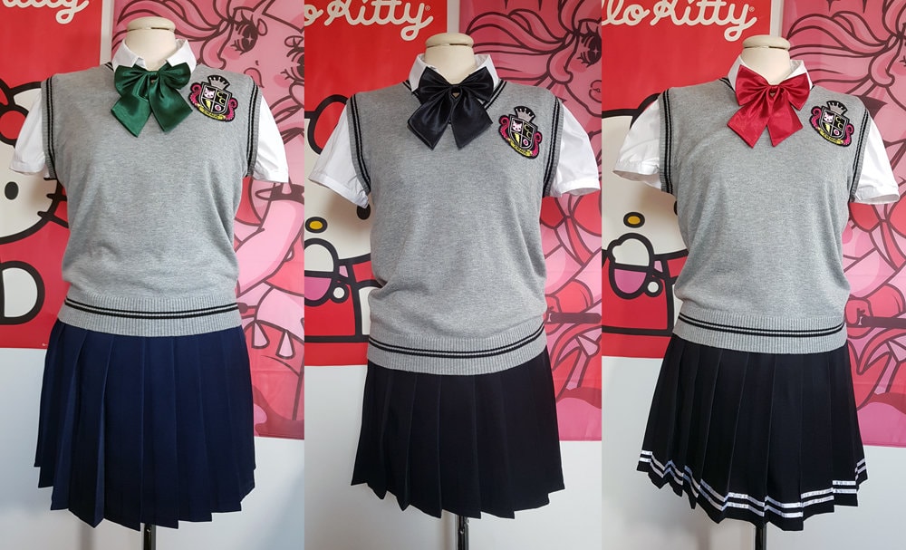 3-Teiliges Mix & Match Japanese School Uniform Rock, Weste Und Fliege Set von ChaoticCandyClothing